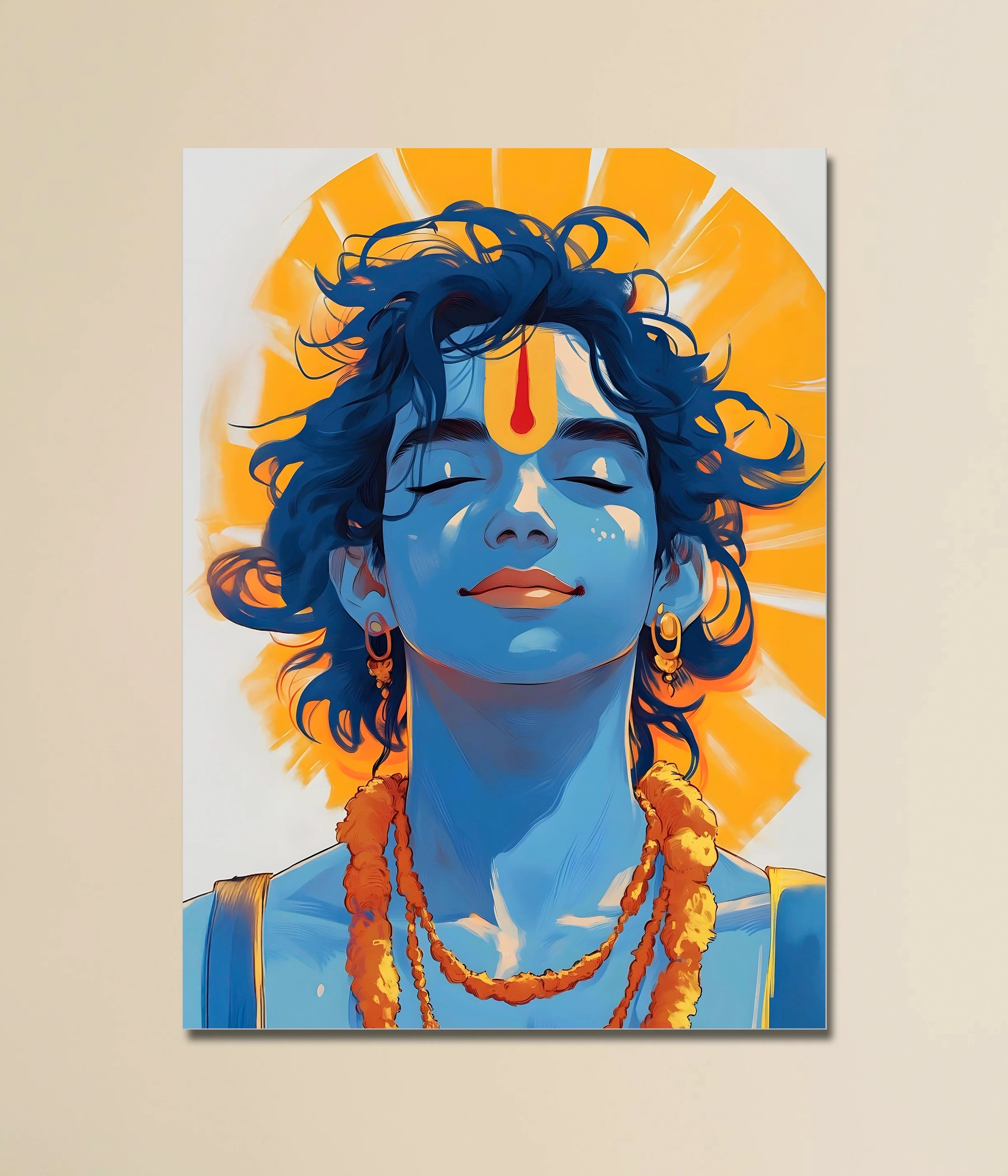Lord Krishna Smiling in Silence - Divine Poster Main Image - Everanta