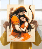 Lord Ram and Sita Hug – Eternal Love & Devotion Poster