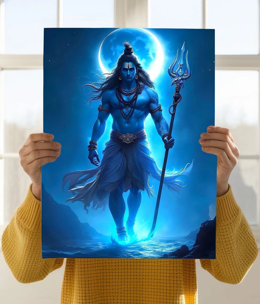 Lord Shiva Under Moonlight – Devotional Poster