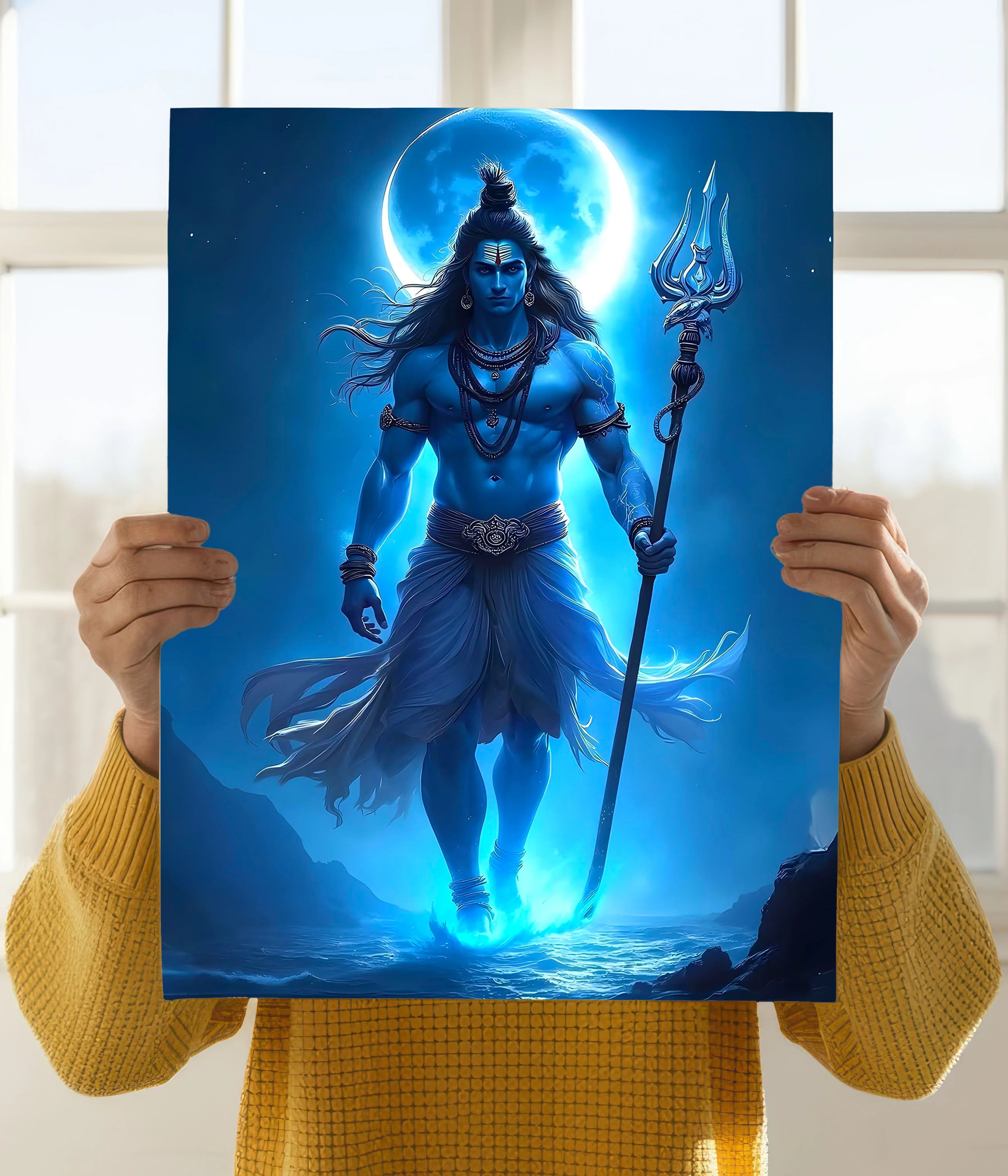 Lord Shiva Under Moonlight – Devotional Poster
