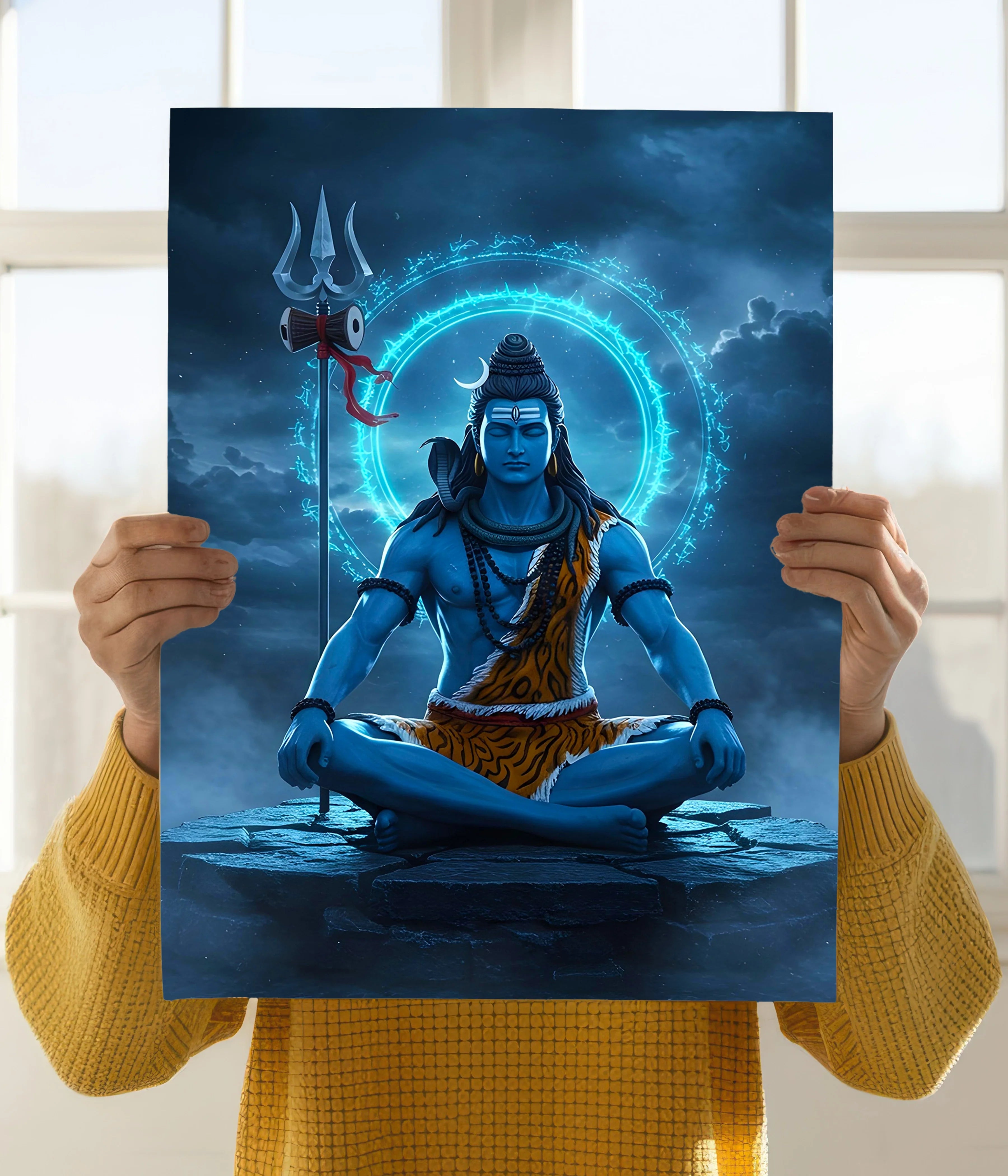 Lord Shiva in Meditation with Trishul – Devotional Poster