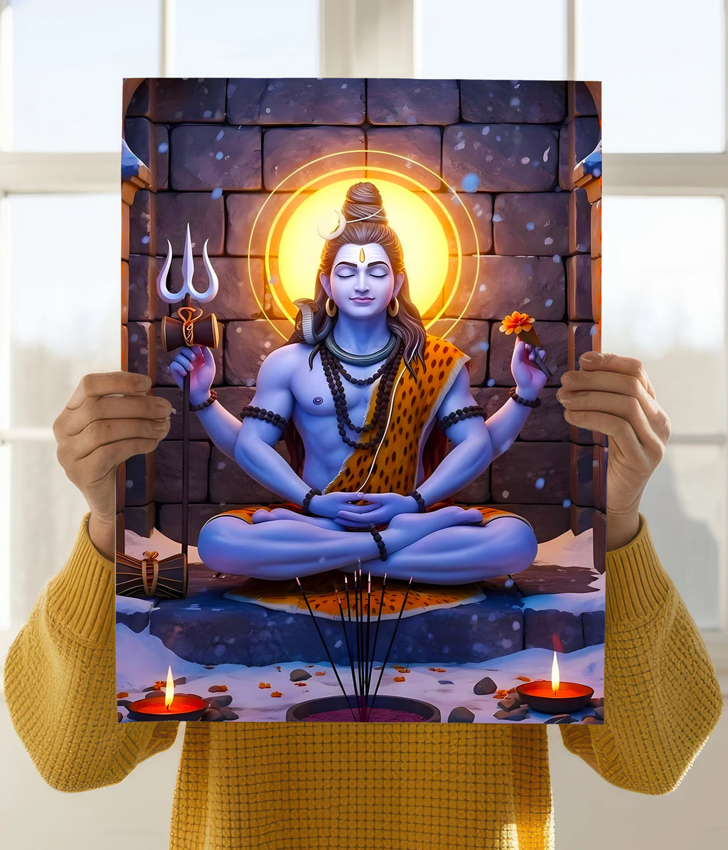 Lord Shiva in Temple – Devotional Poster