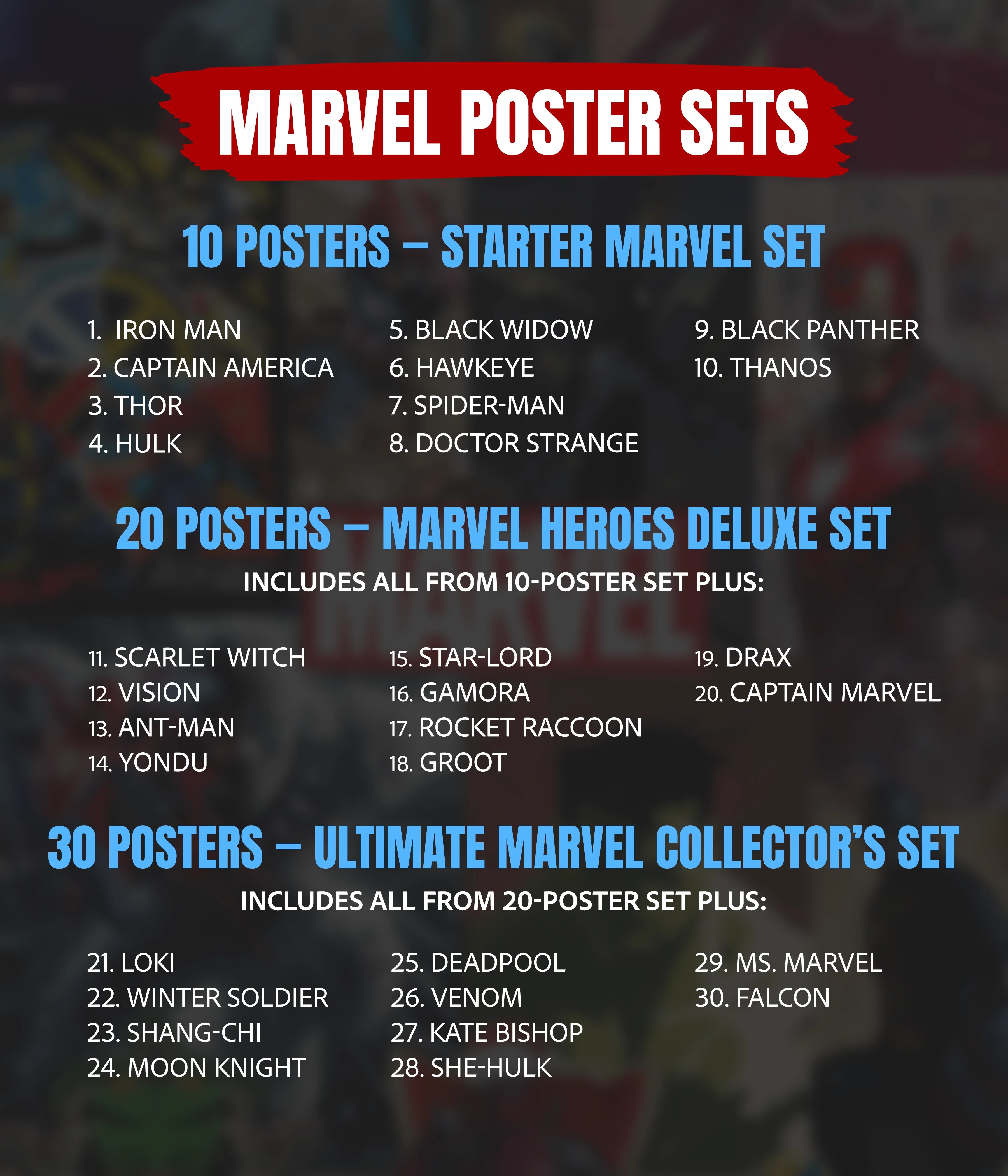 Marvel Superheroes Collector Poster Set