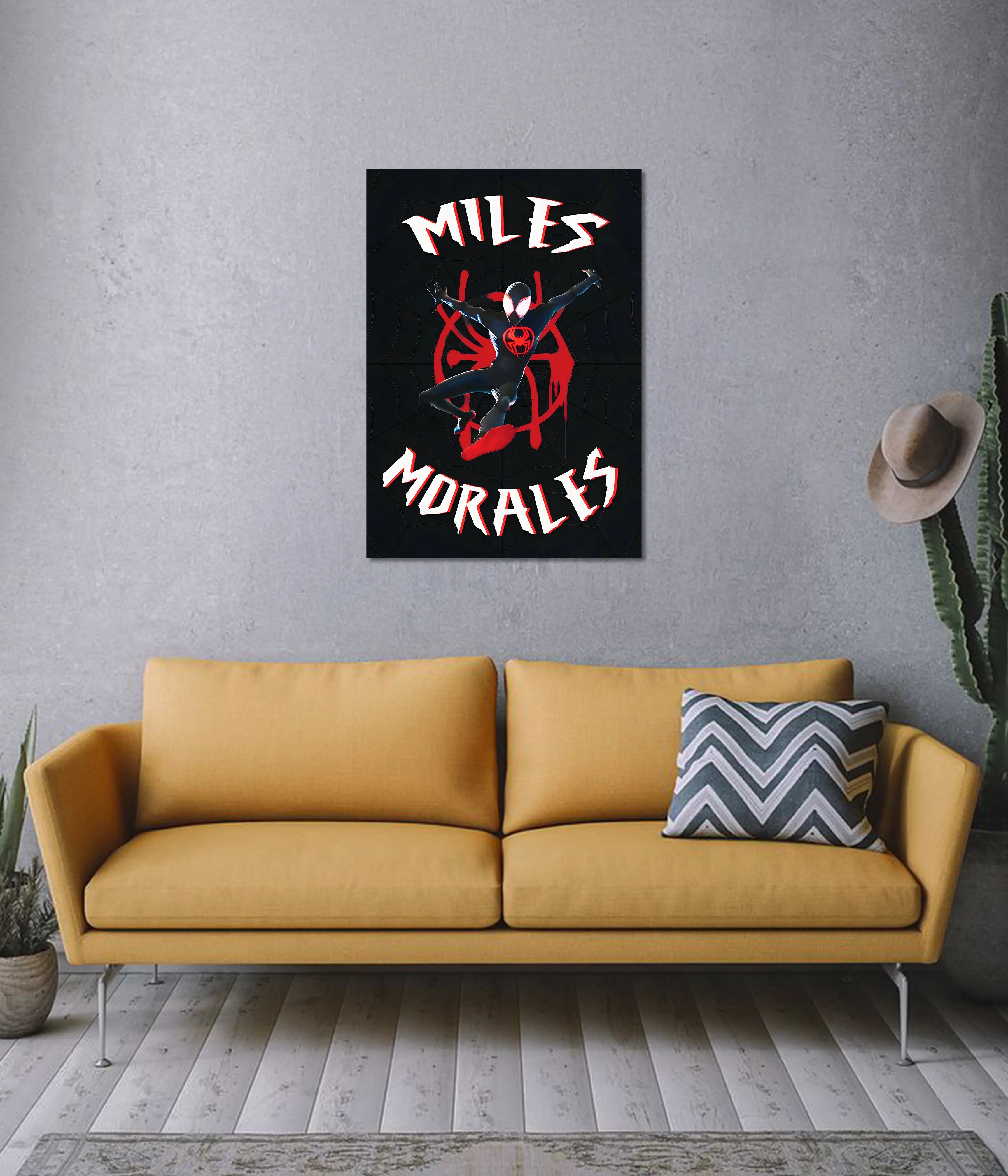 Miles Morales Black Poster – Spider-Verse Superhero Wall Art