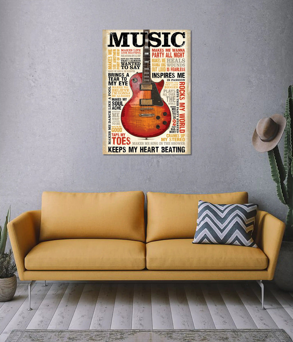 Music Keeps My Heart Beating Wall Poster