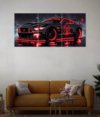 Neon Red Mustang – Futuristic Split Wall Poster