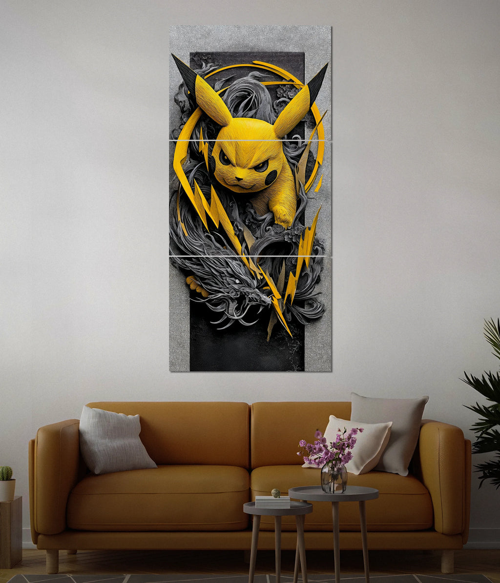 Pikachu Lightning Strike – Epic Anime Split Poster