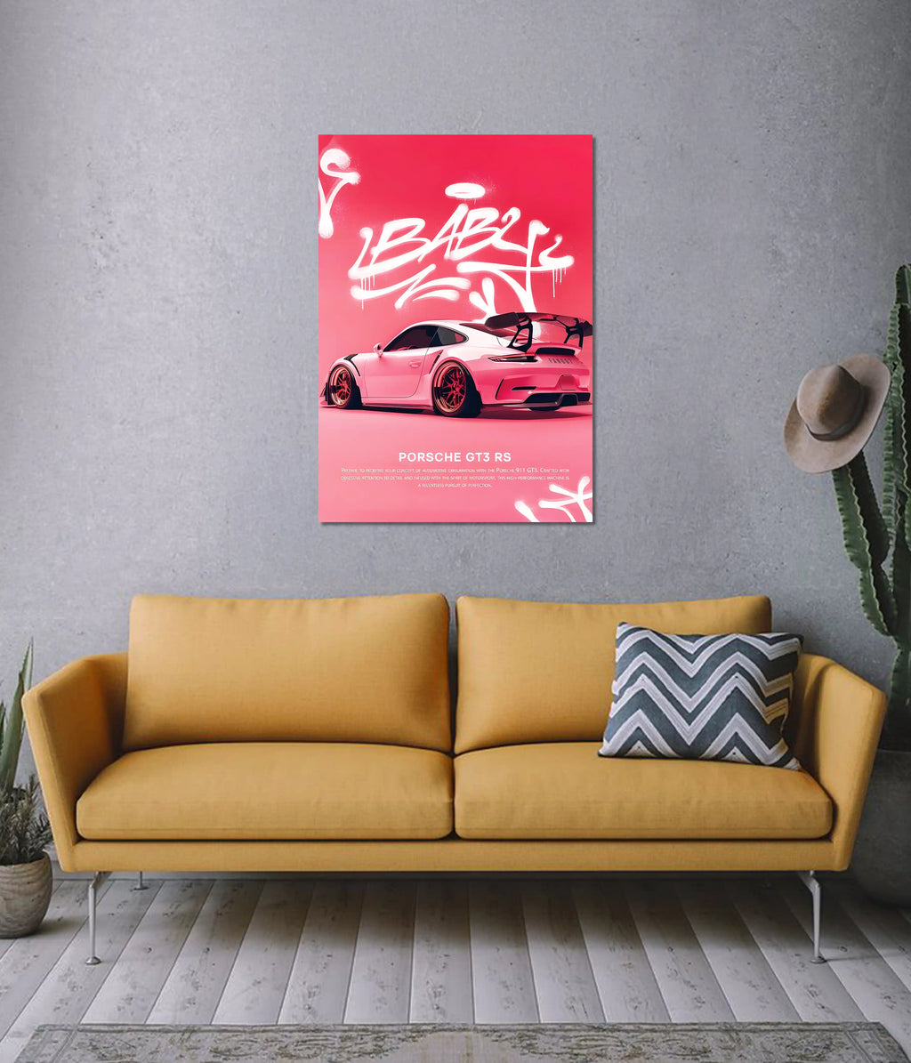 Porsche GT3 RS Baby Pink Supercar Poster