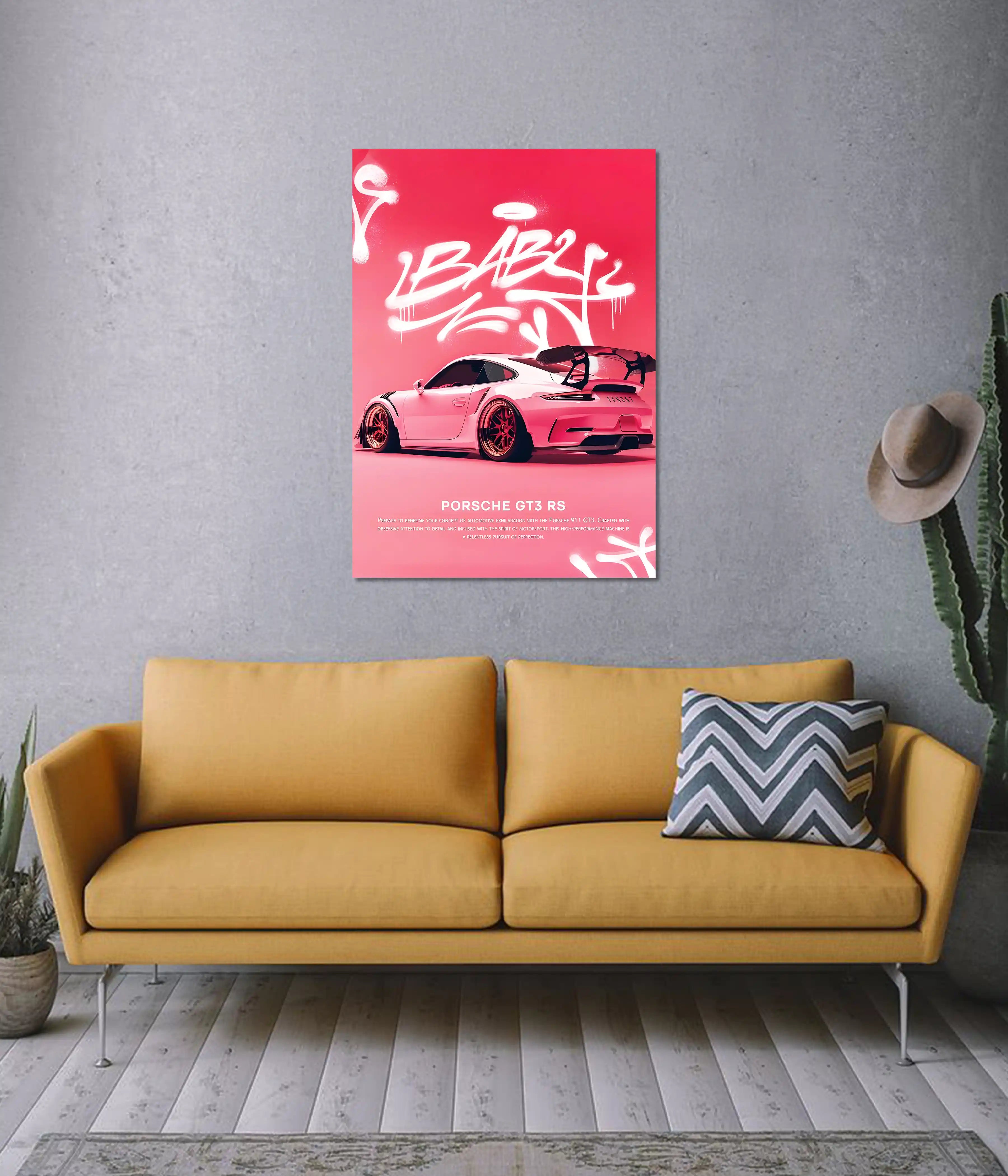 Porsche GT3 RS Baby Pink Supercar Poster