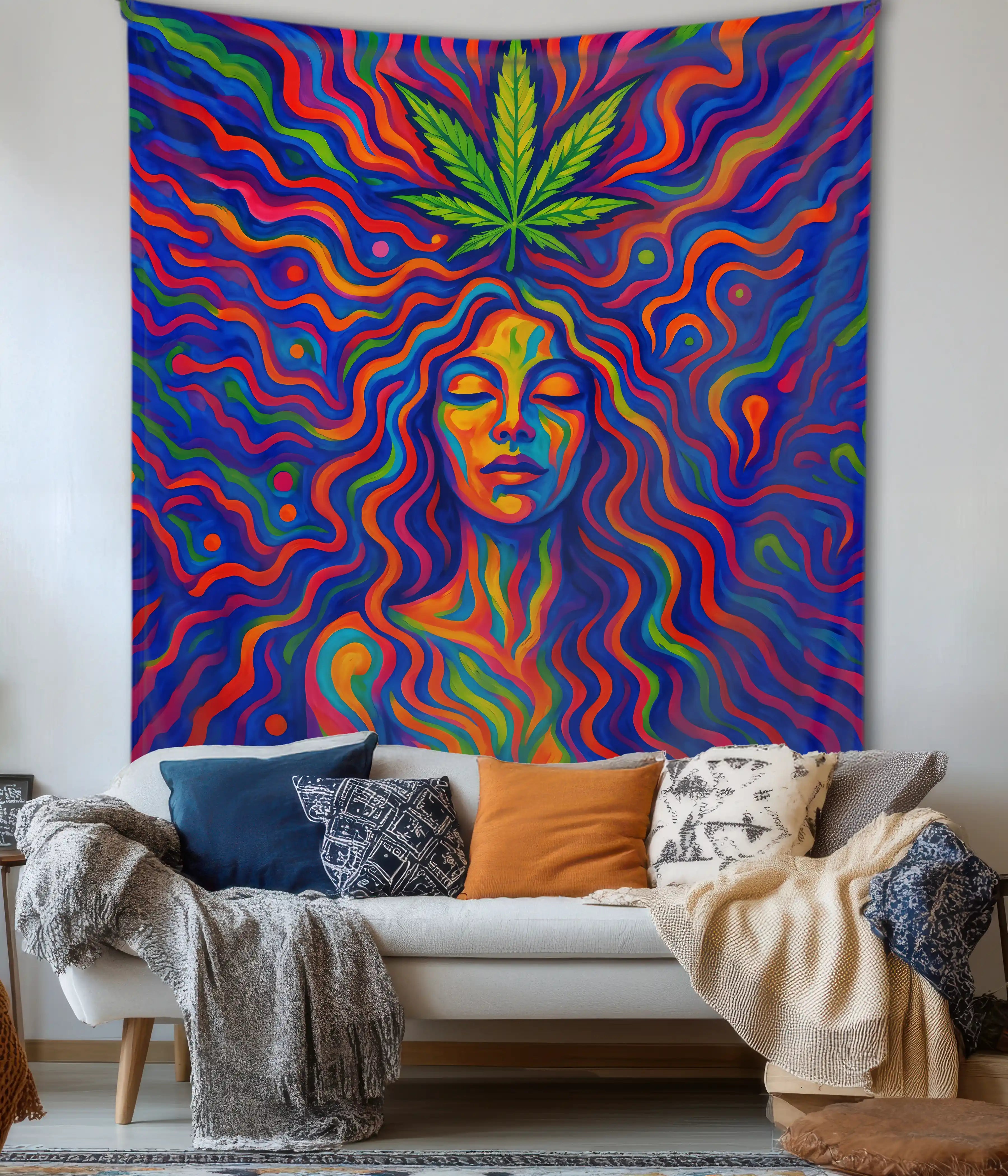 Psychedelic Goddess Trippy Art Wall Tapestry