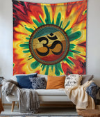 Psychedelic Om Mandala Spiritual Wall Tapestry