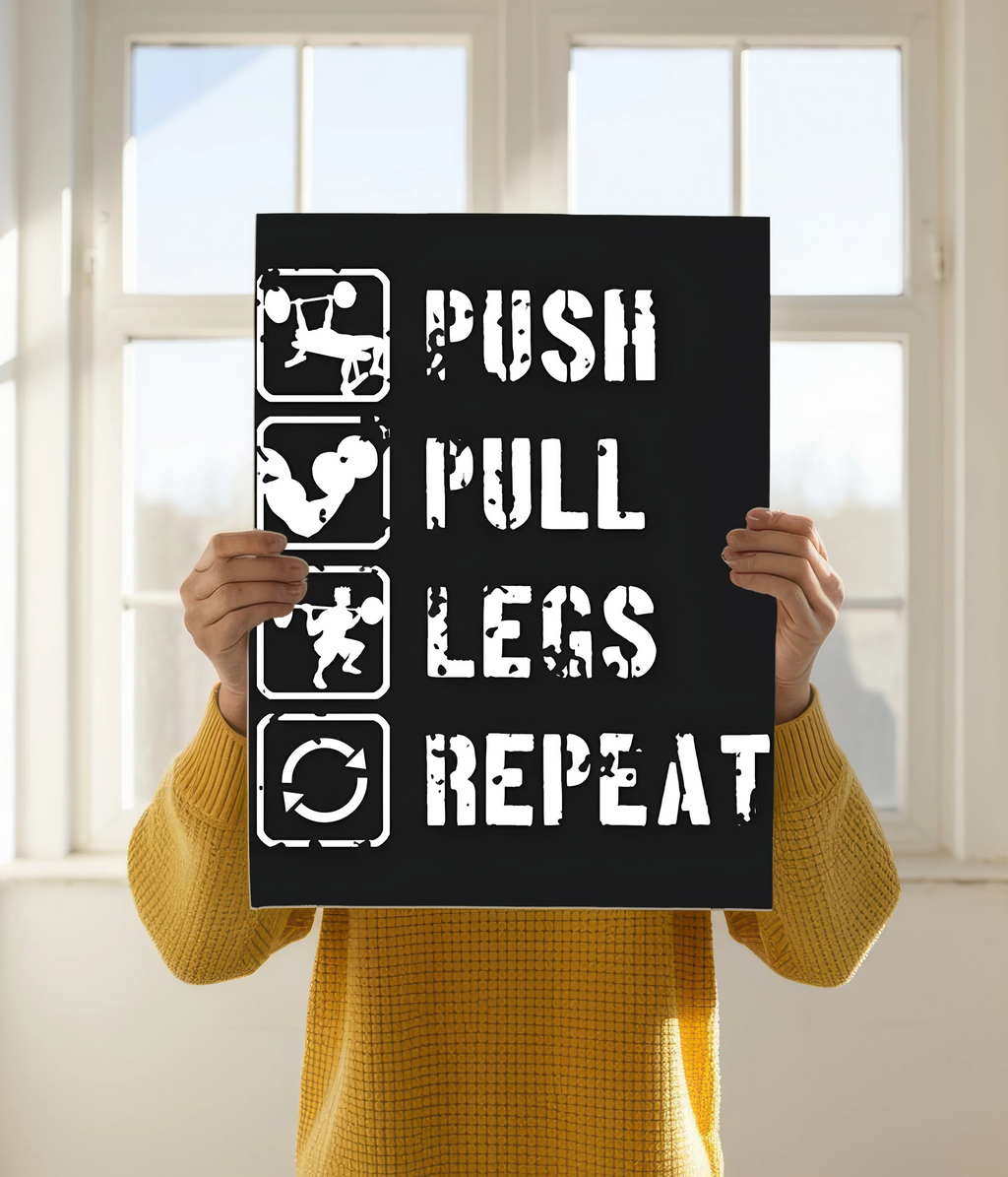 Push. Pull. Legs. Repeat. — Gym Poster