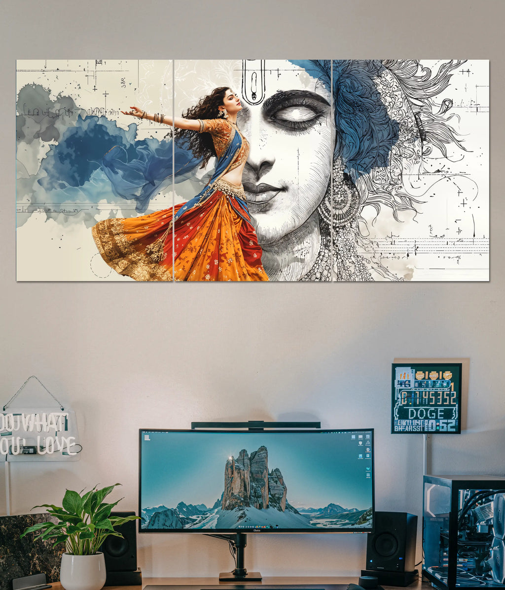 Radha Krishna Divine Dance Split Poster Main Image - Everanta