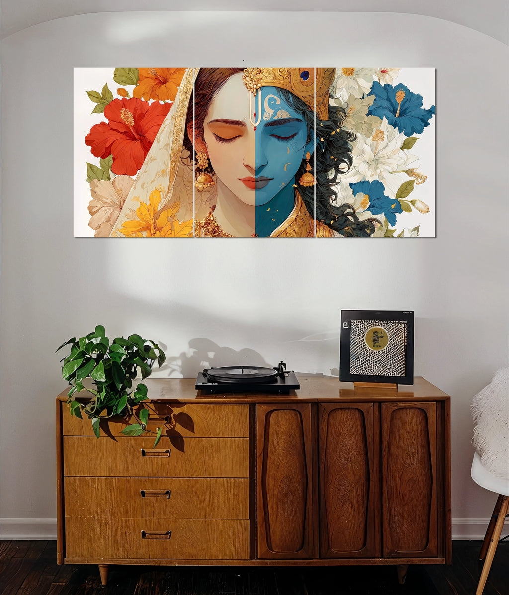 Radha Krishna Divine Love – Devotional Split Wall Poster