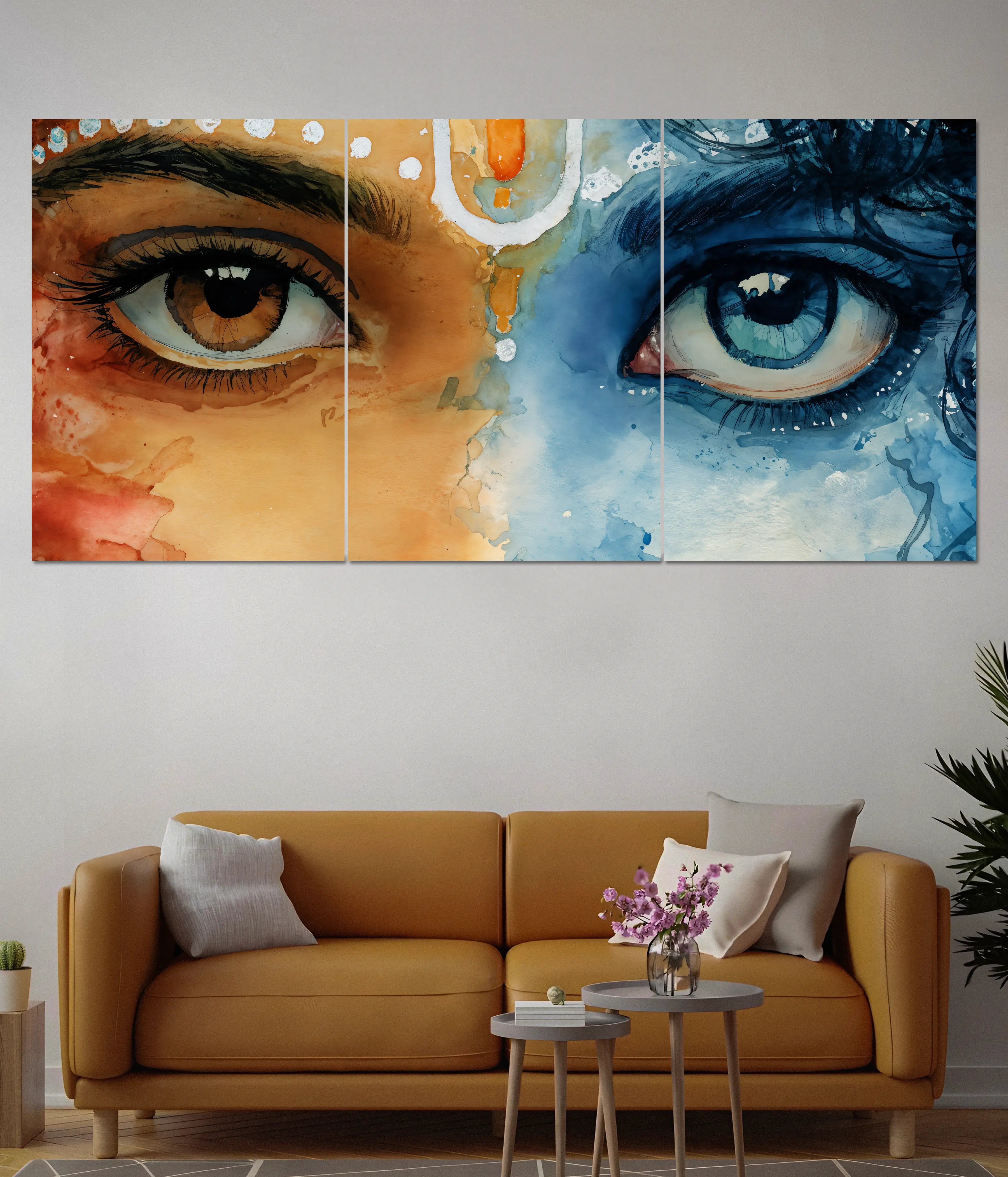 Radha Krishna Eyes – Divine Split Wall Poster