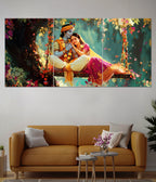 Radha Krishna on Swing – Eternal Love Split Wall Poster