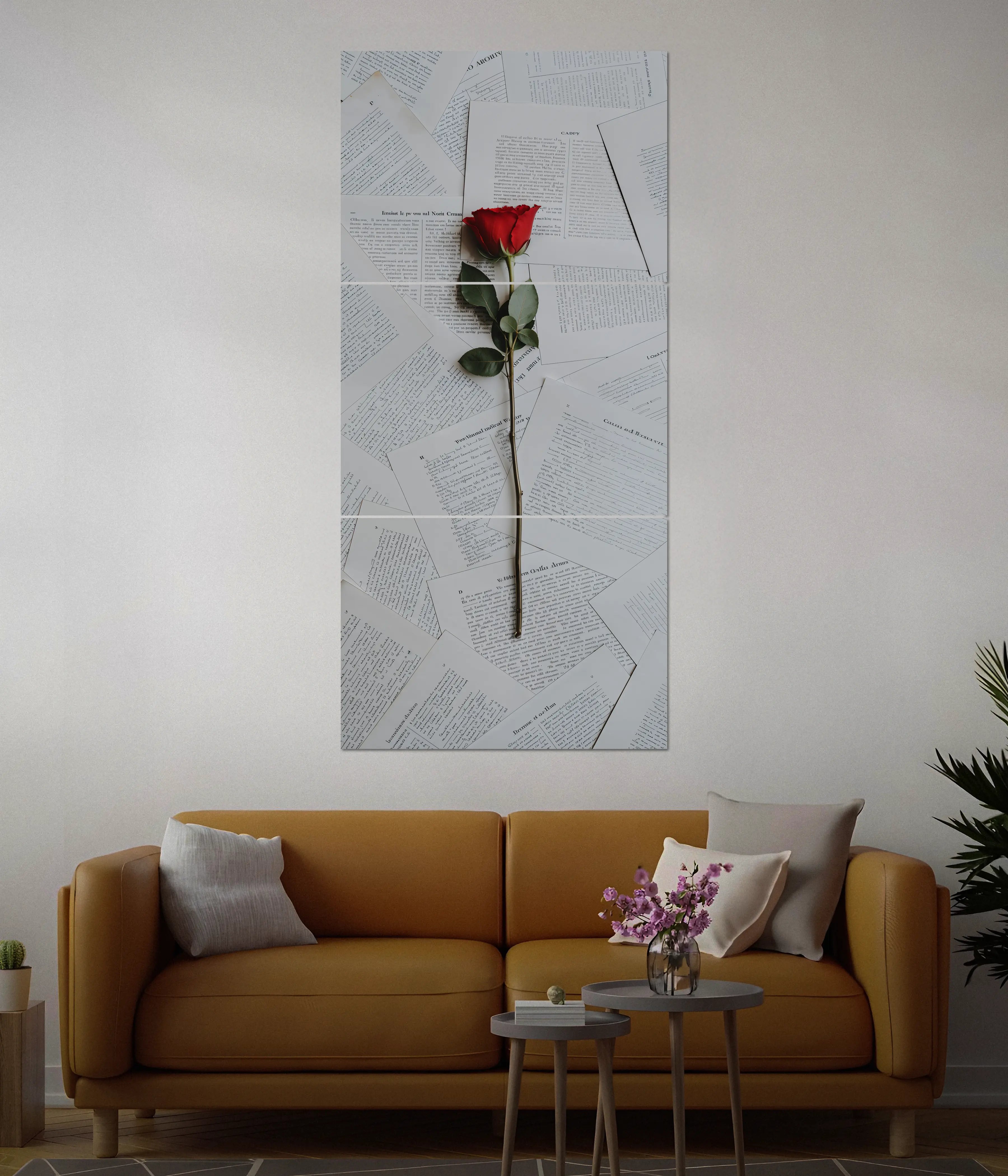 Red Rose on Pages – Aesthetic Split Wall Poster