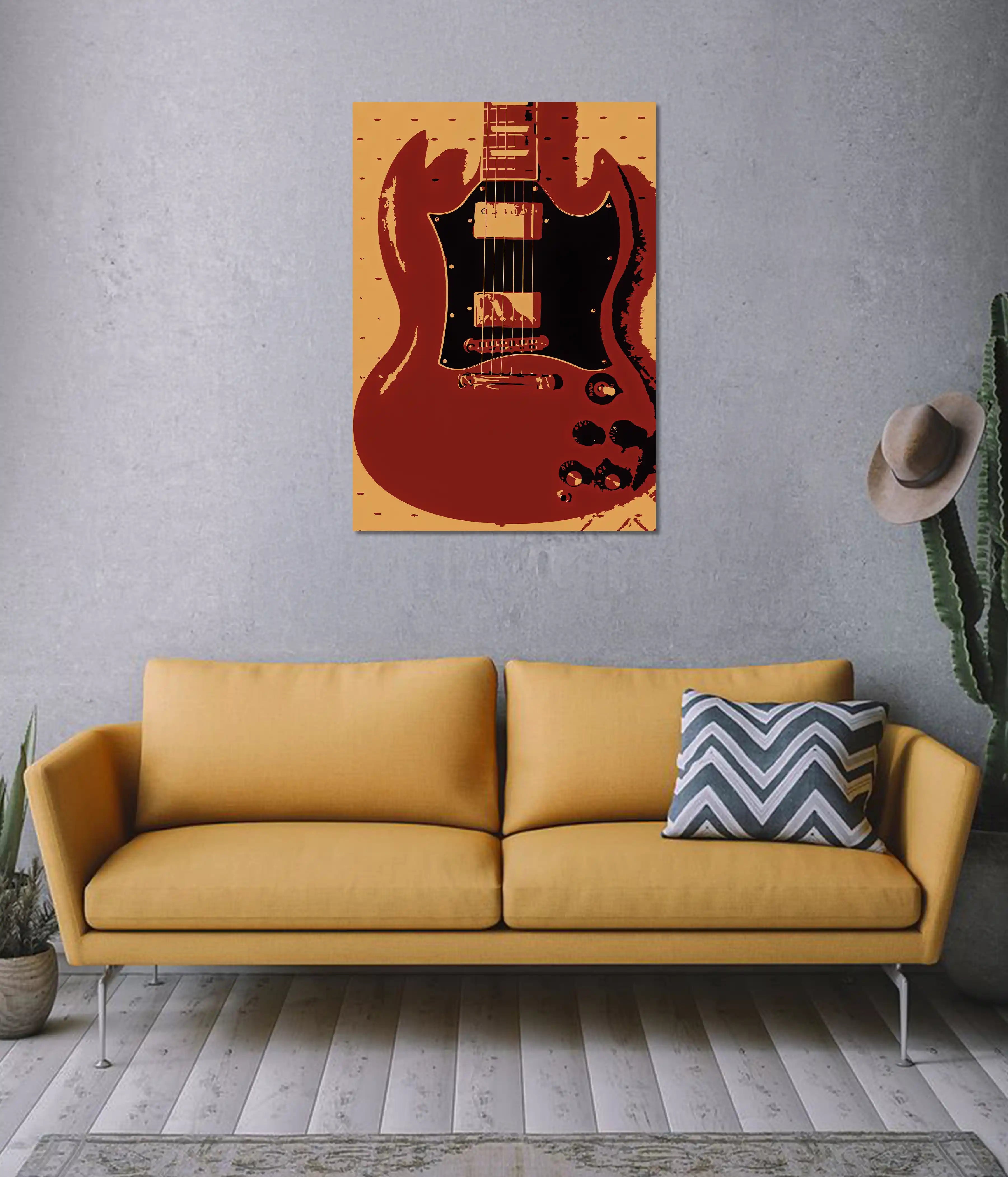 Retro Rock Guitar Wall Poster