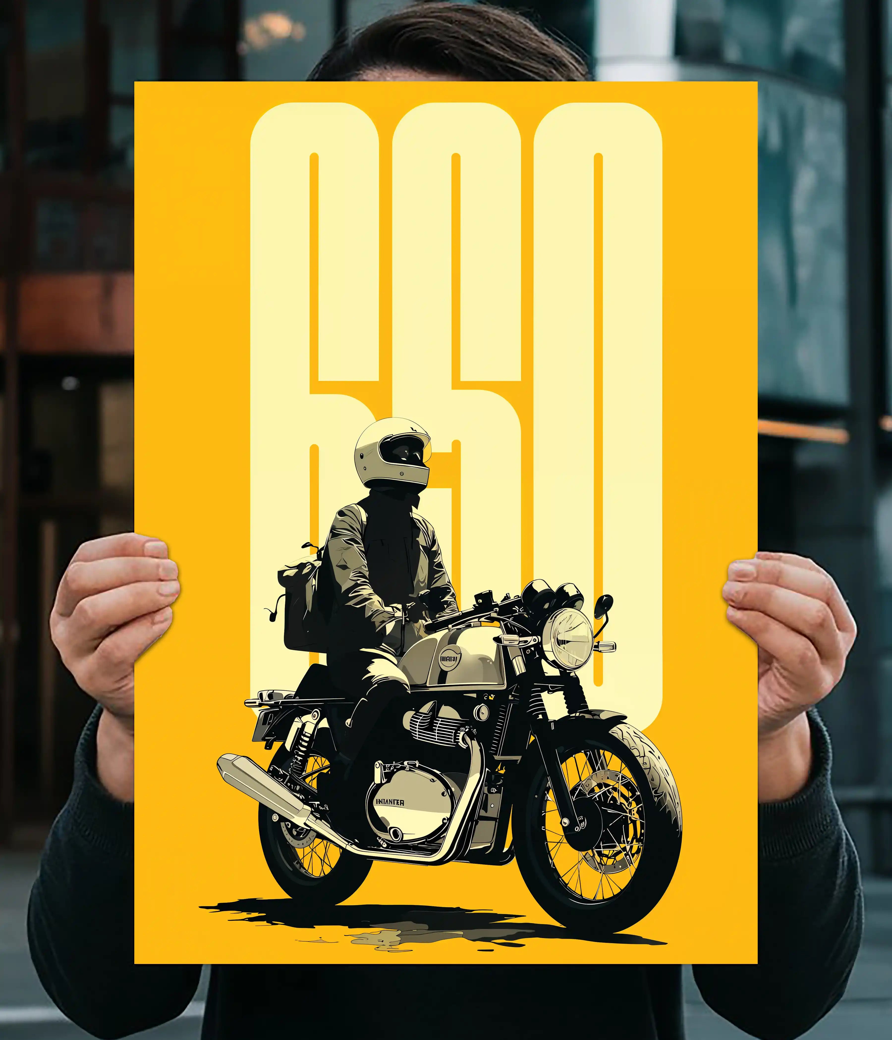 Royal Enfield 650 – Minimal Rider Wall Poster Main Image - Everanta