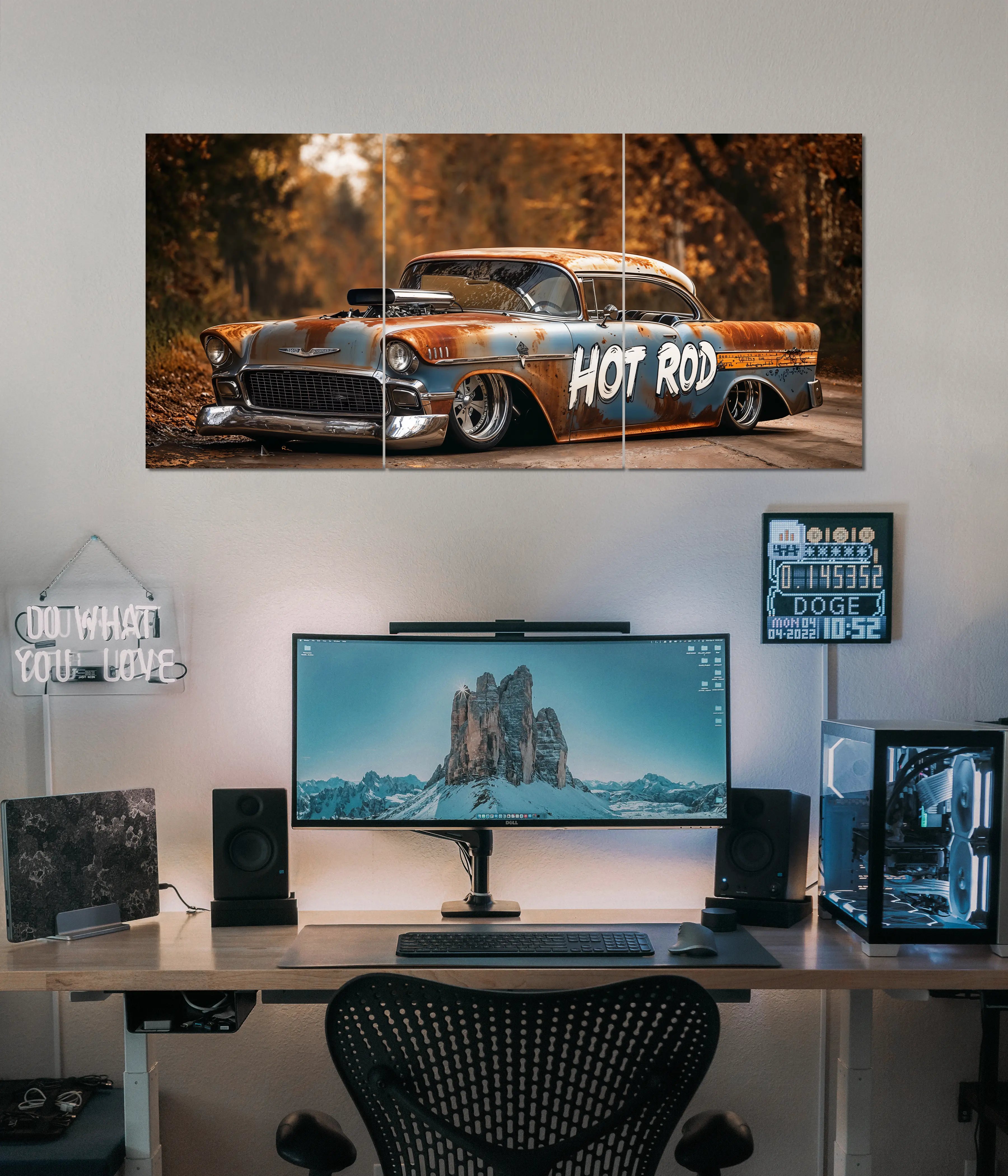 Rustic Hot Rod – Vintage Muscle Car Split Wall Poster