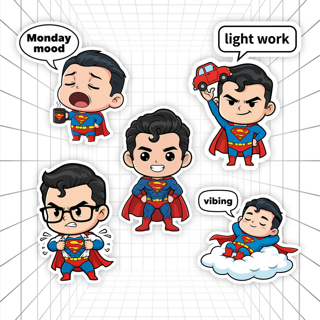 Chibi Superman Stickers #01 | Stickerized | 5 Stickers