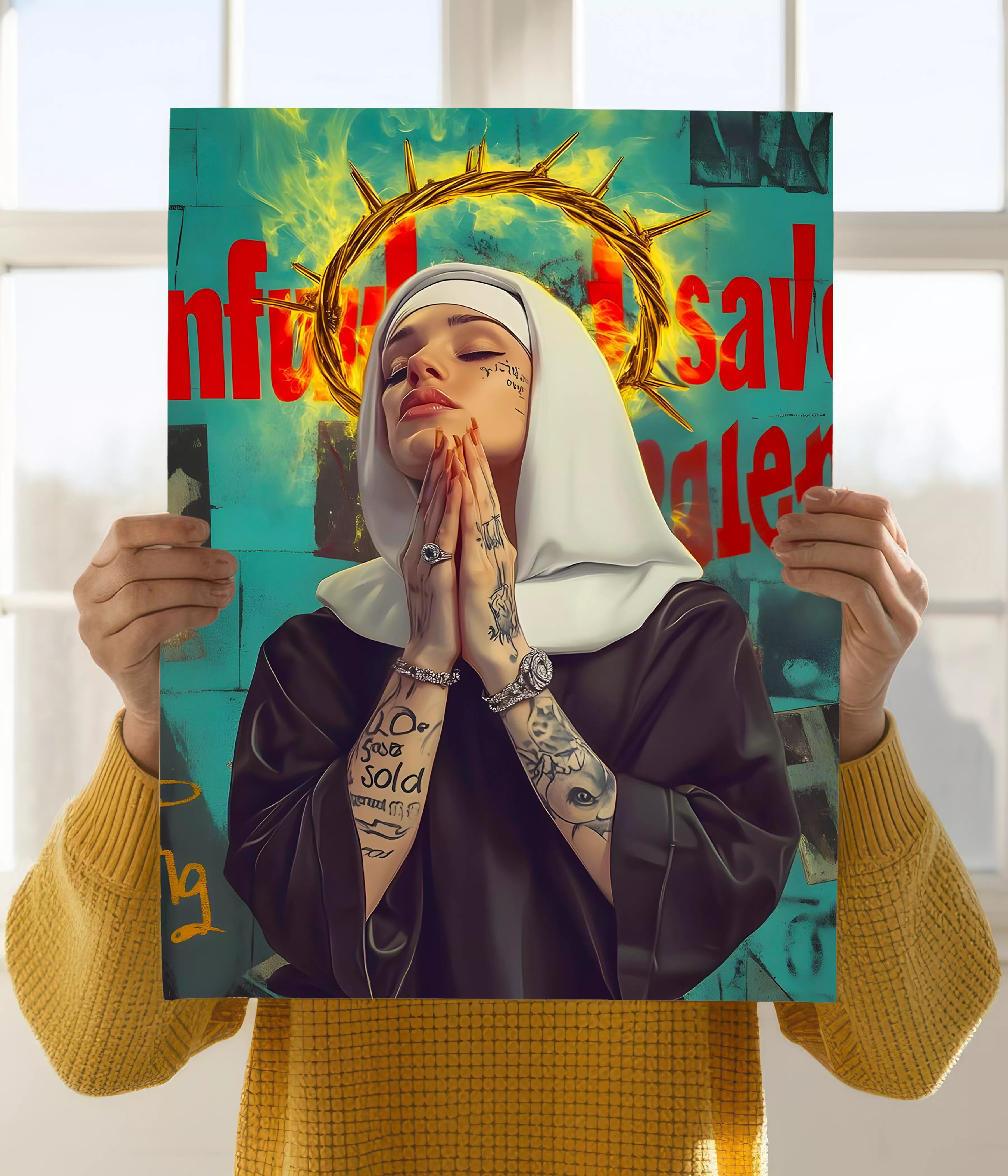 Saint in Ink – Modern Nun Aesthetic Poster