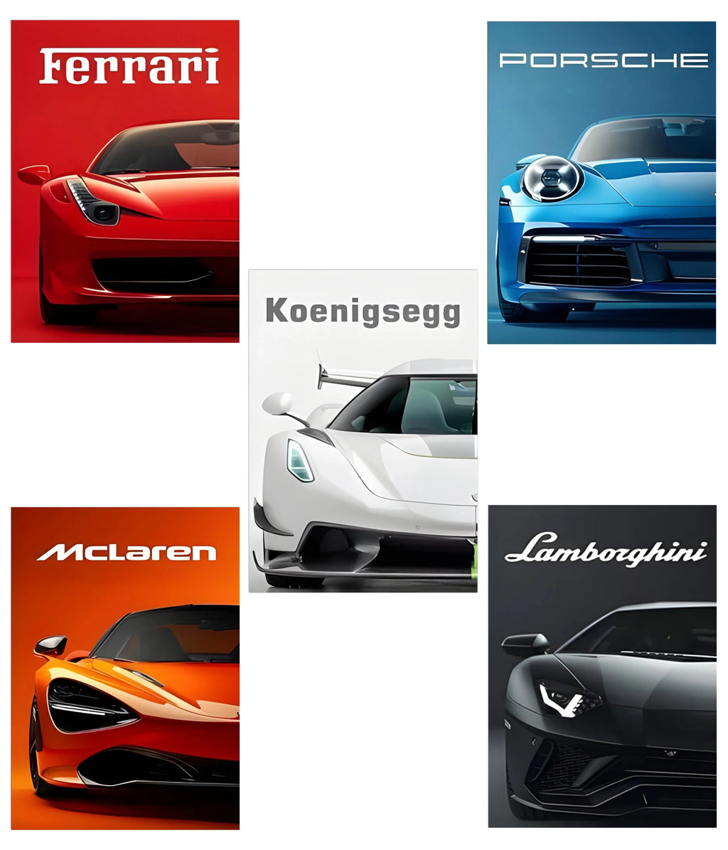 5 Piece Supercars Posters Set