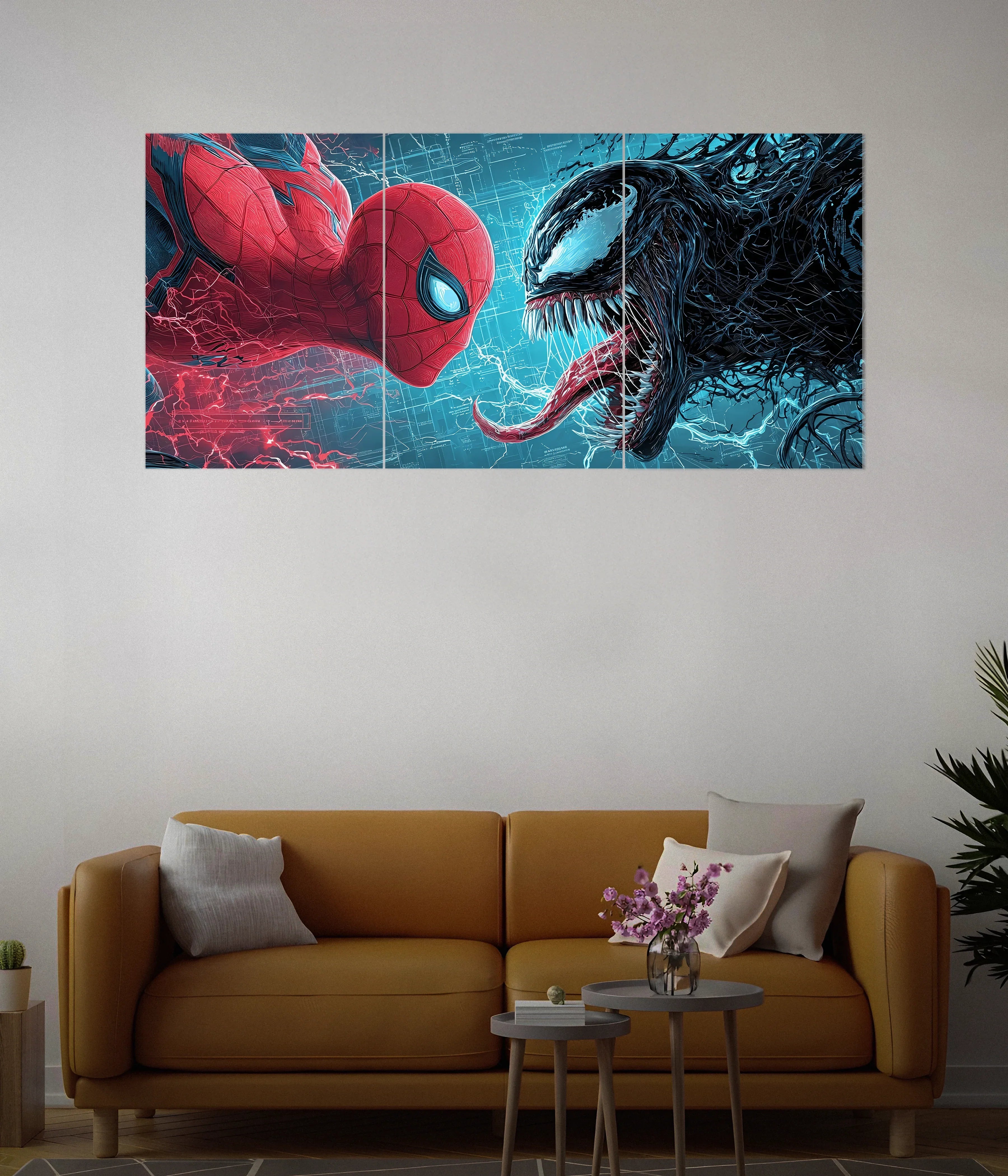 Spider-Man vs Venom – Epic Face-Off Split Wall Poster