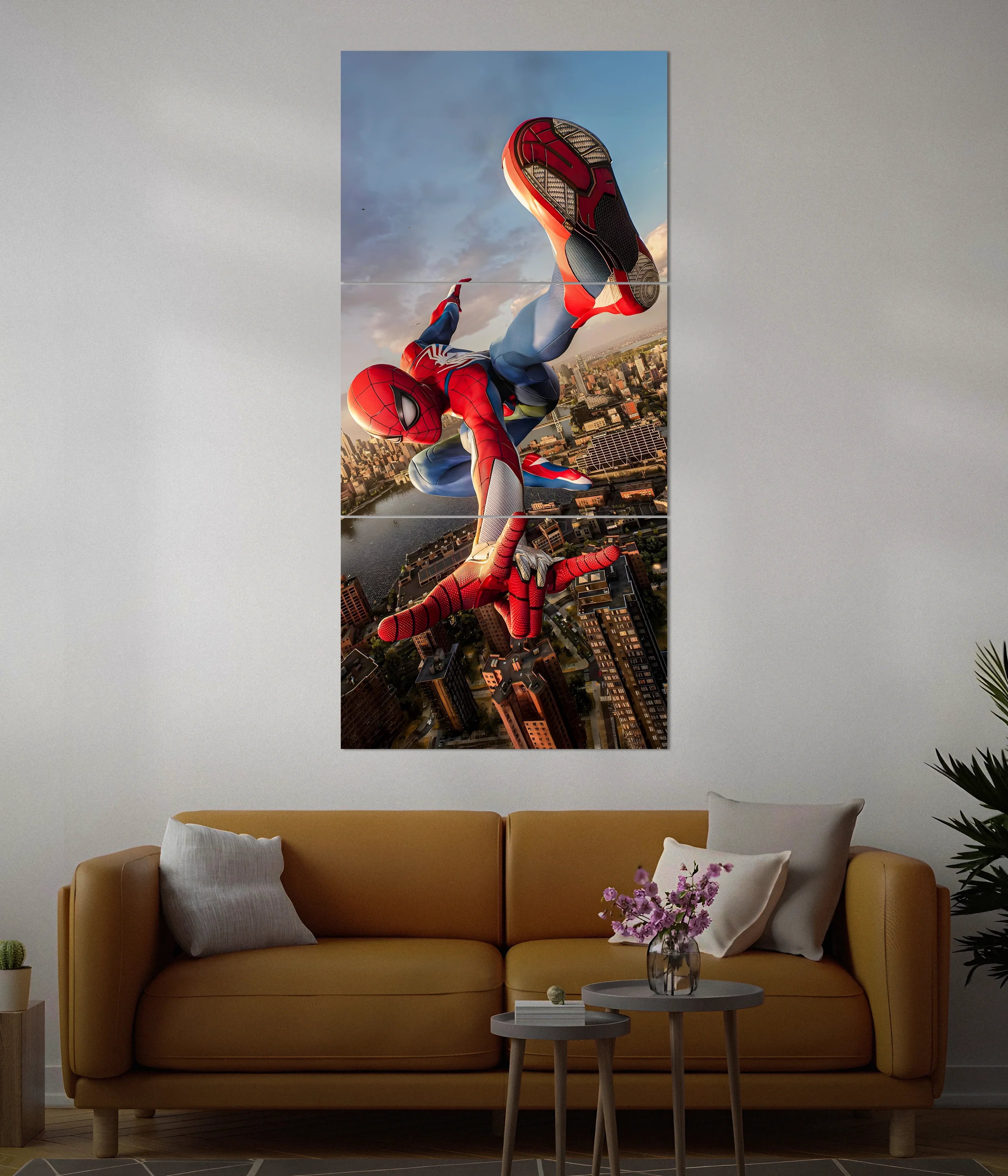 Swinging Above the City – Spiderman Split Wall Poster