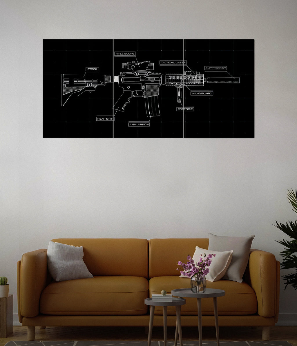 Tactical Weapon Blueprint – Gaming Split Poster