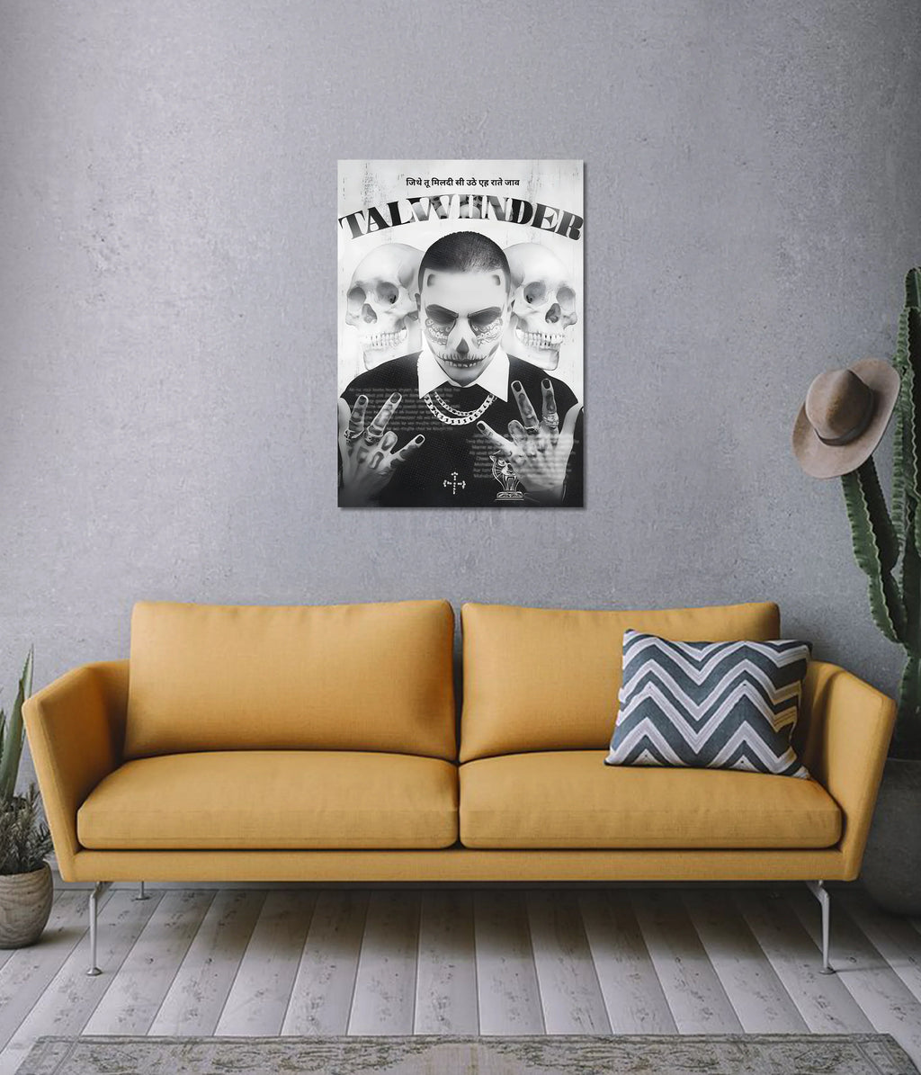 Talwiinder Swag Wall Poster – Bold Black & White Music Art