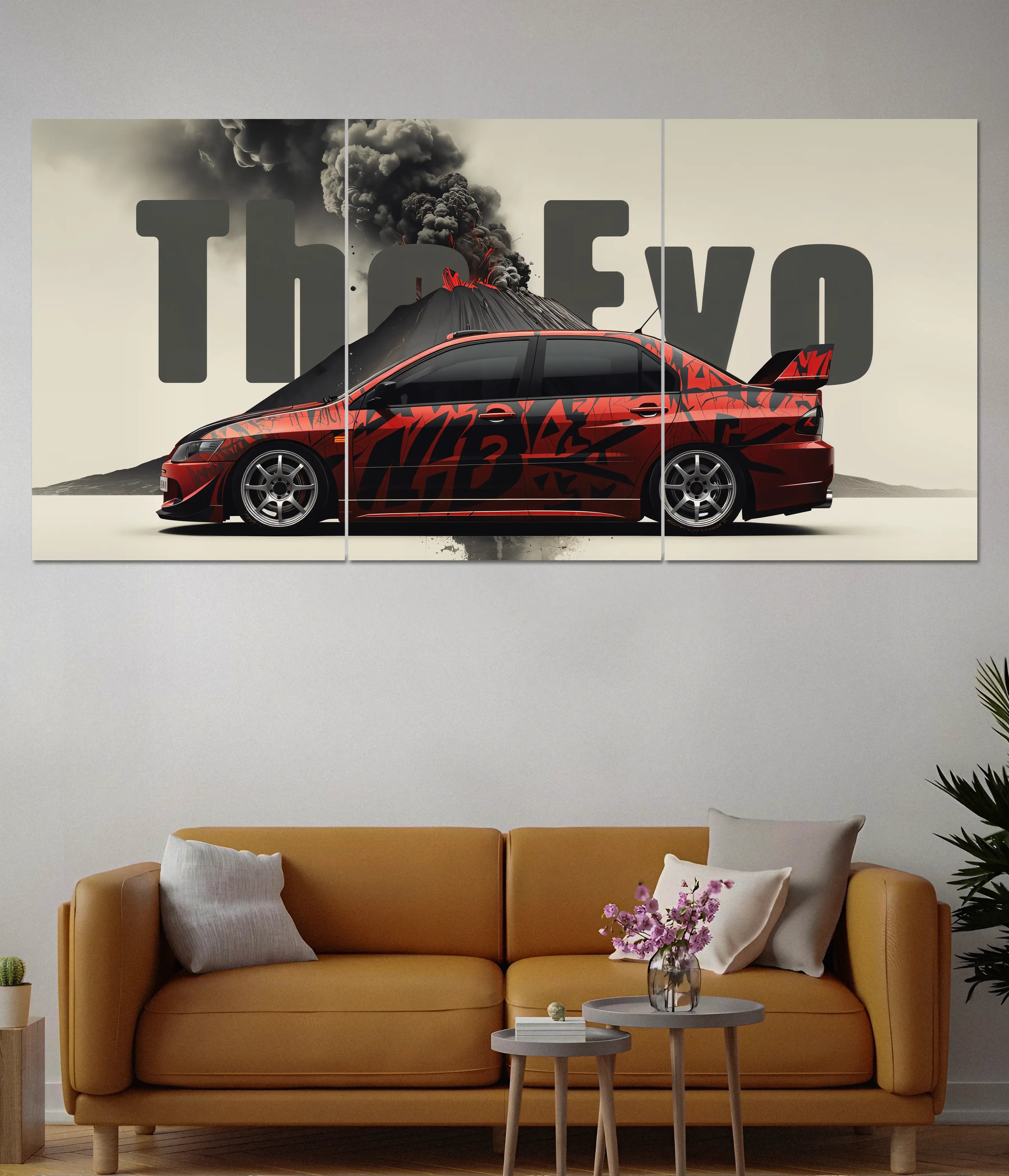 The Evo – Red JDM Split Car Wall Poster