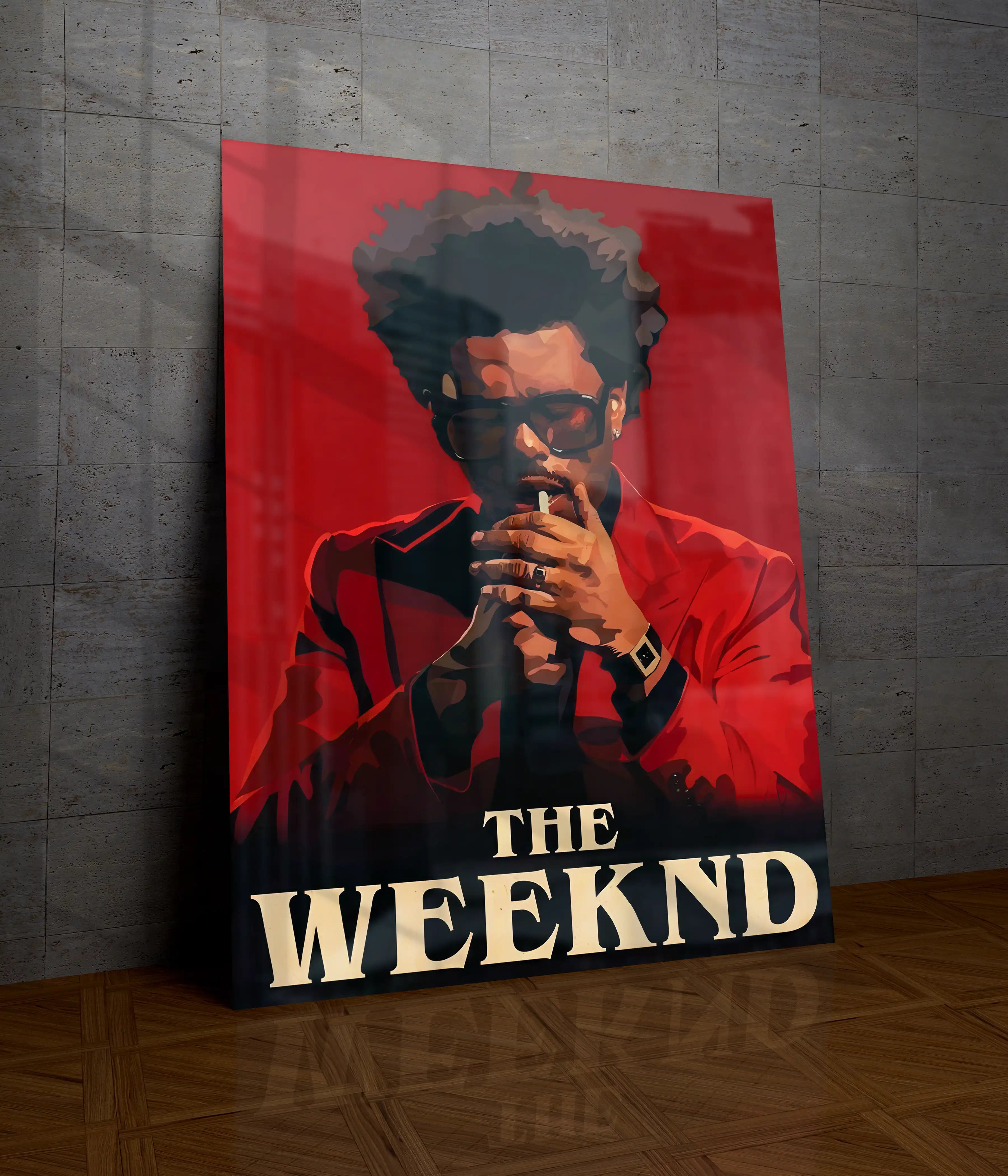 The Weeknd Iconic Red Portrait Metal Poster Main Image - Everanta