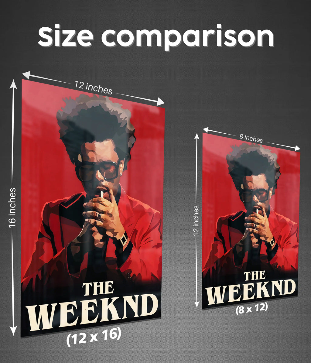 The Weeknd Iconic Red Portrait Metal Poster