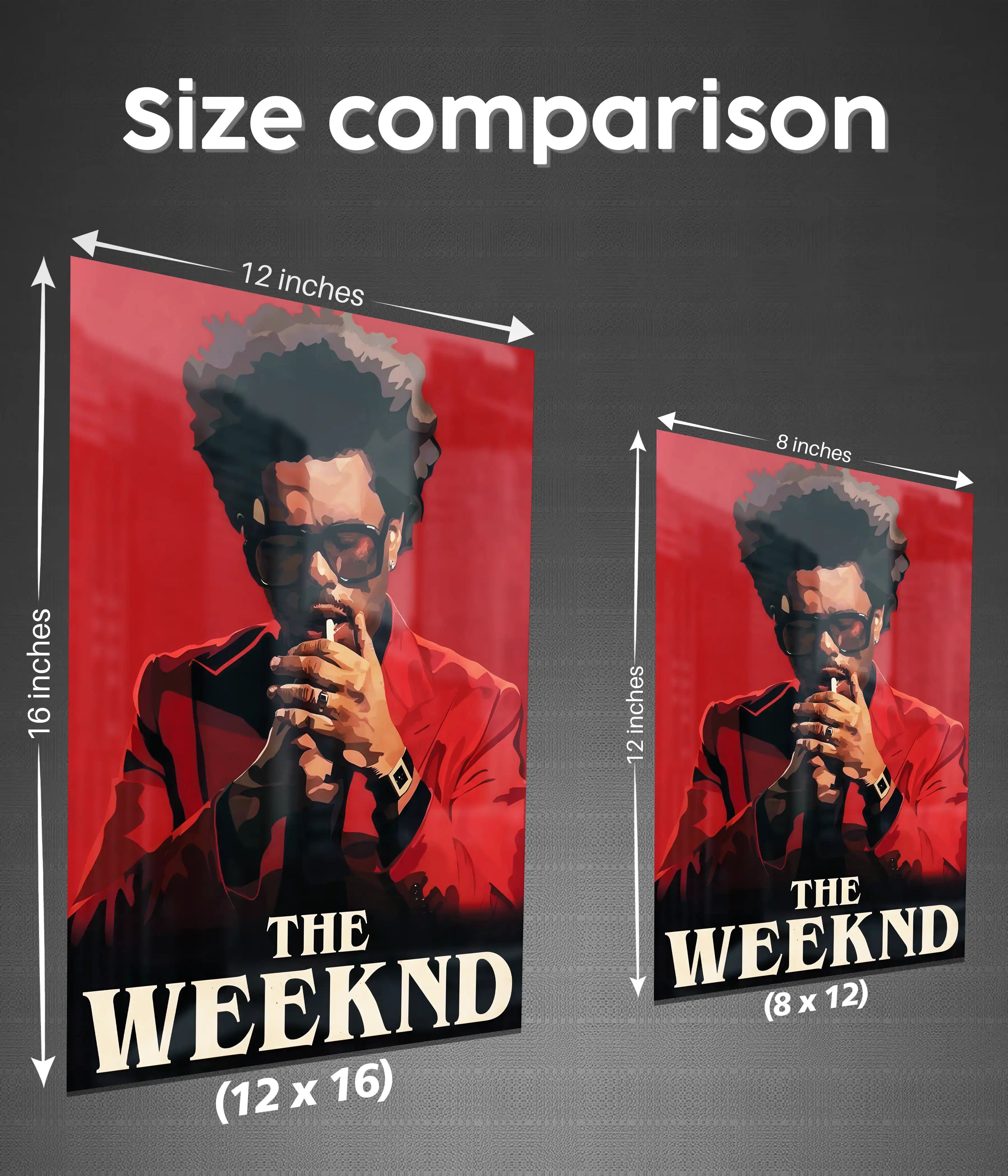The Weeknd Iconic Red Portrait Metal Poster