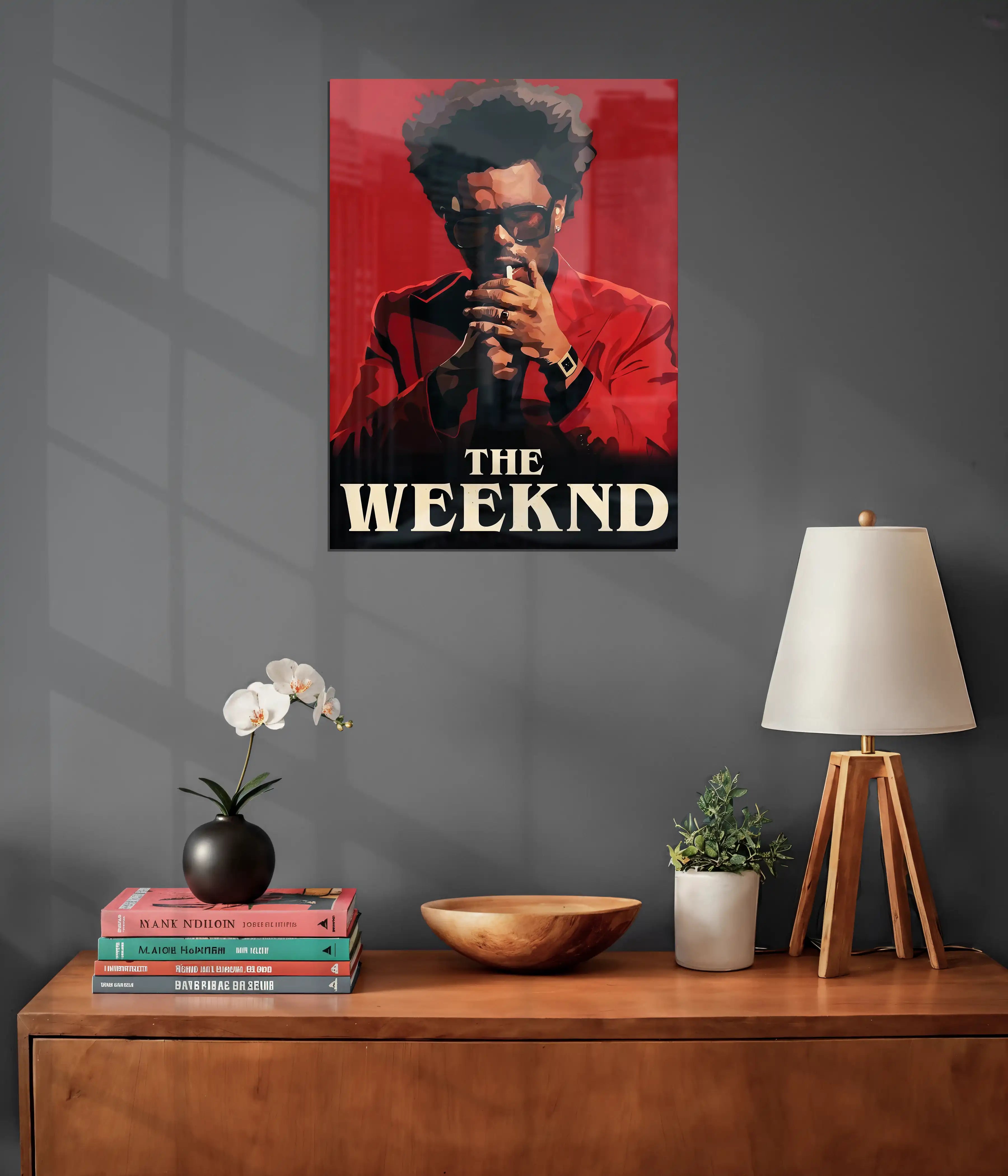 The Weeknd Iconic Red Portrait Metal Poster