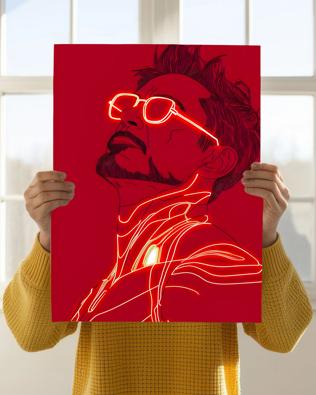 Tony Stark Glow – Iron Man Neon Art Poster
