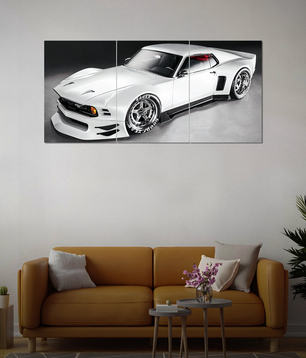 White Mustang Muscle Car – Split Wall Poster