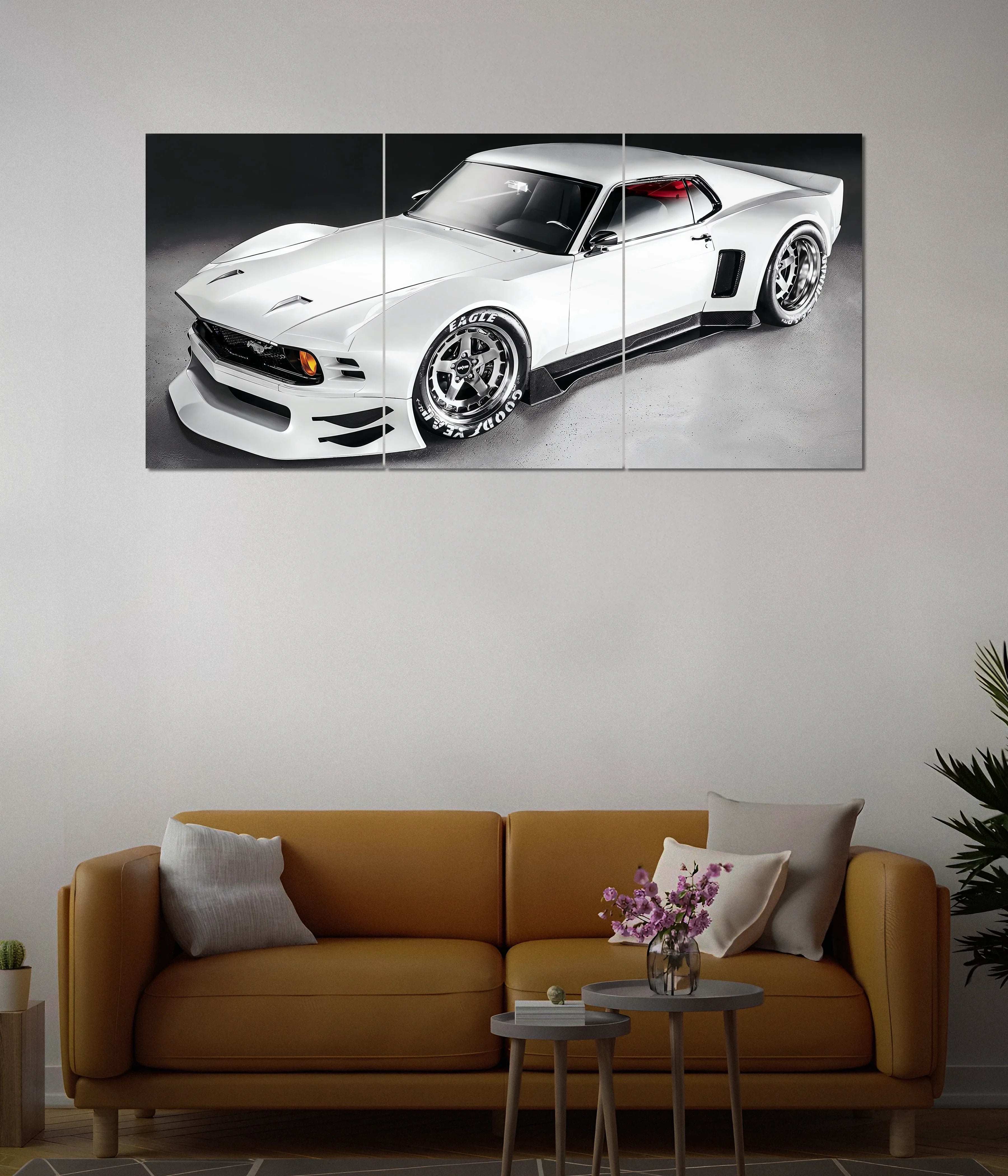 White Mustang Muscle Car – Split Wall Poster