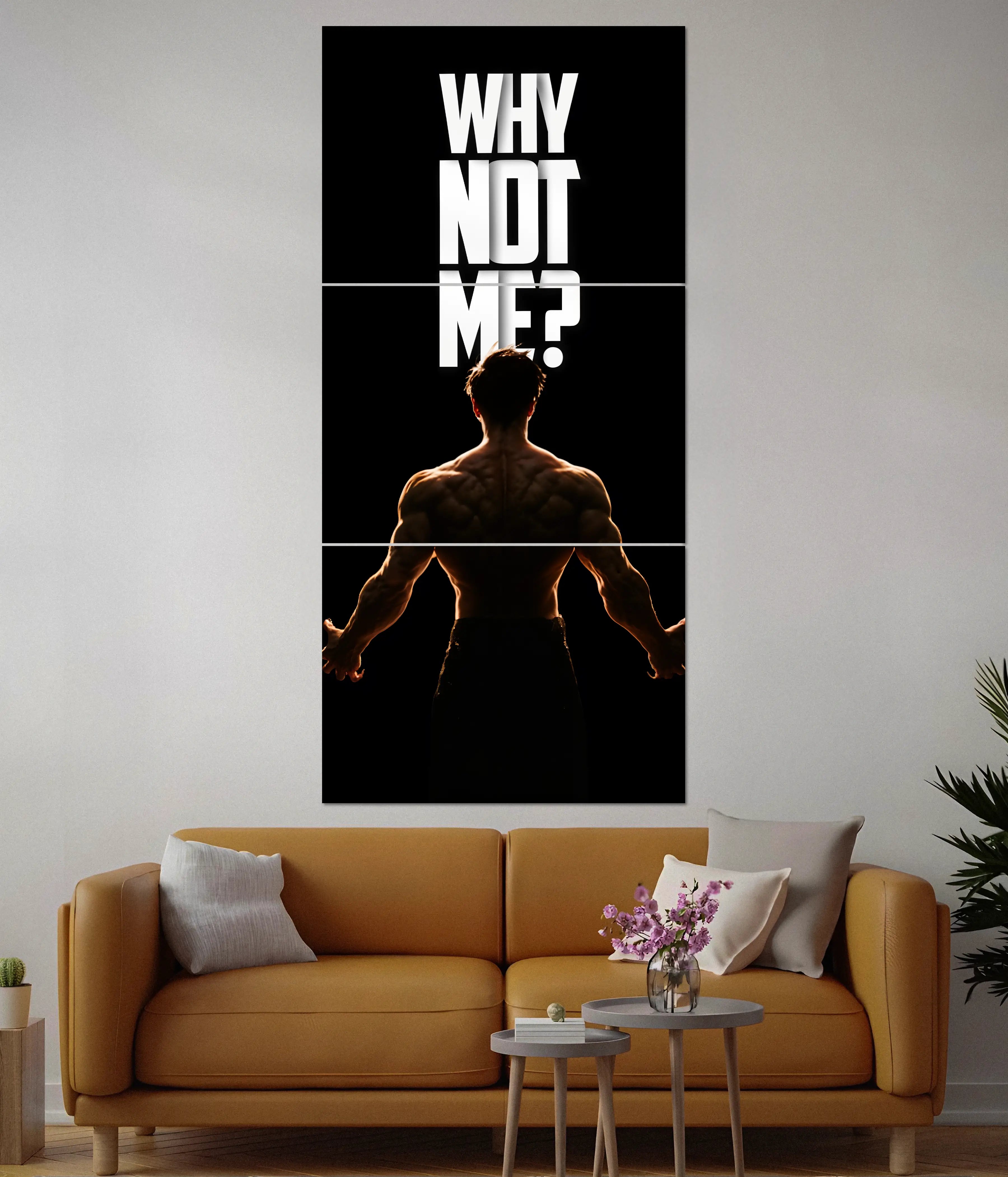 Why Not Me? Split Wall Poster – Motivational Gym & Success Art