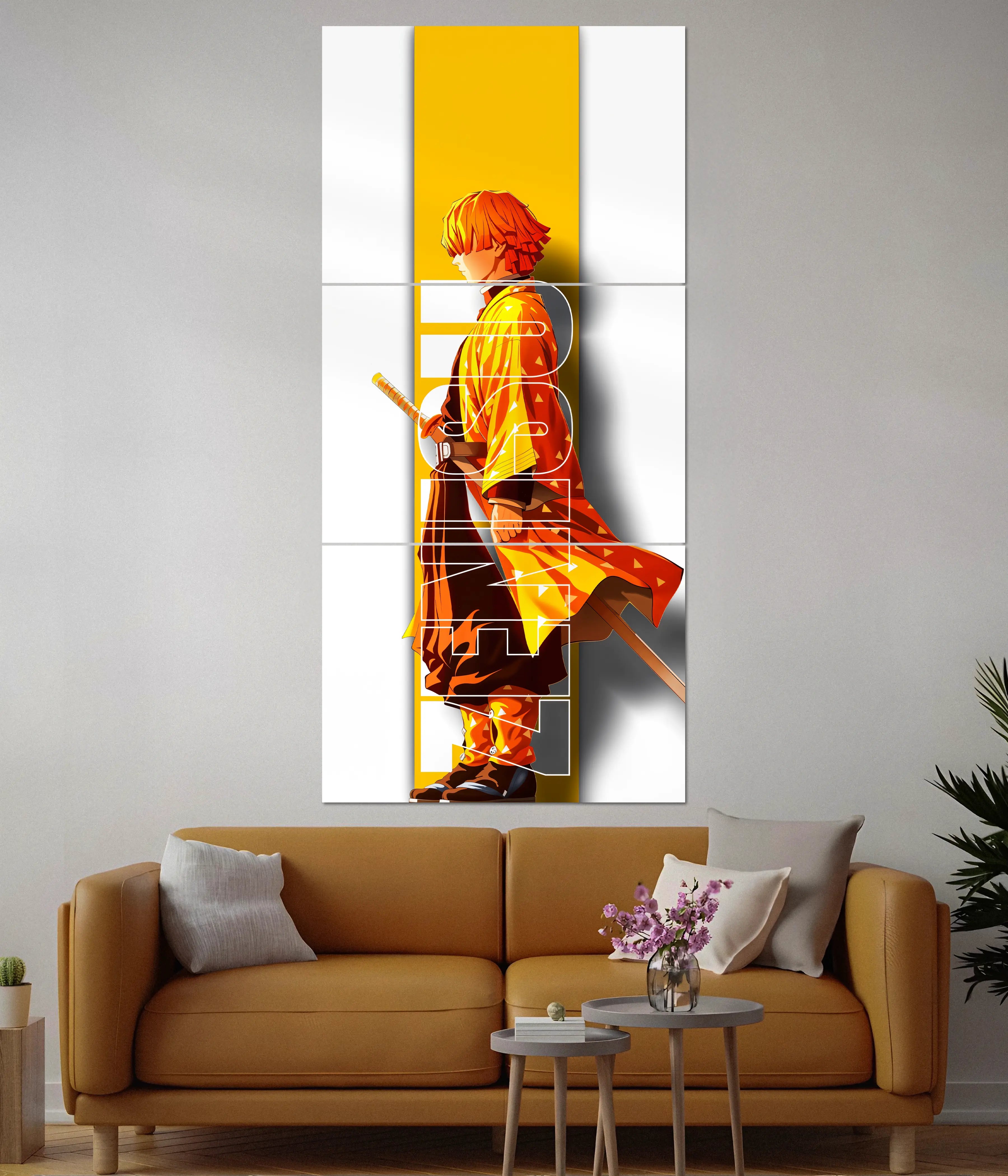 Zenitsu Agatsuma Split Poster – Demon Slayer Anime Wall Art